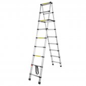 Лестница телескопическая двухсекционная (0.7-2.6+2.6м,8+8ступенек, max нагрузка 150кг, вес 12,6кг)
