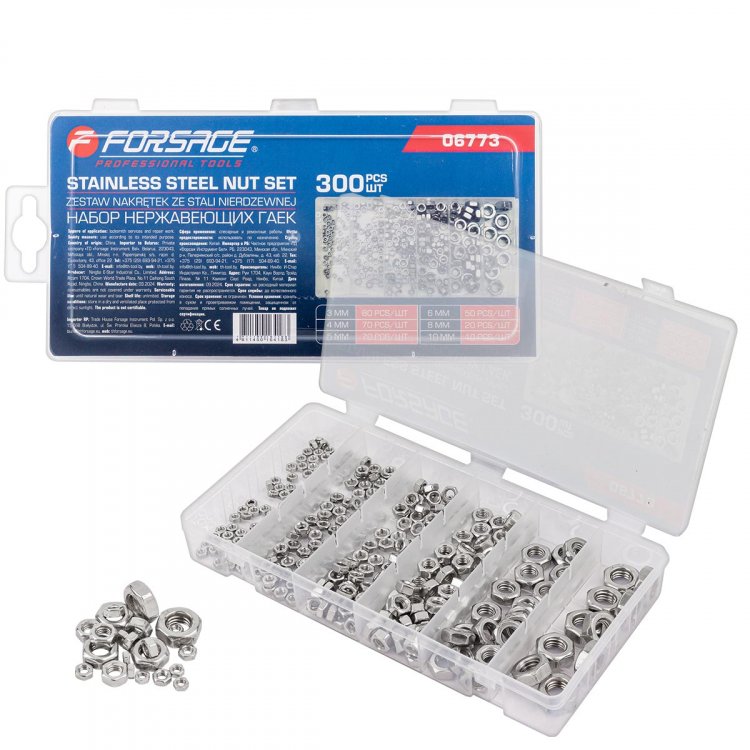 Набор нержавеющих гаек, набор 300 шт. Набор нержавеющих гаек, набор 300 шт.