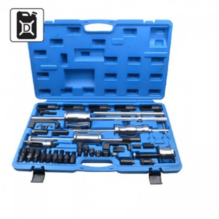 Комплект для снятия дизельных форсунок с обратными молотками, головками и резьбовыми адаптерами (головки для форсунок: 25, 27, 28, 29, 30мм), в кейсе