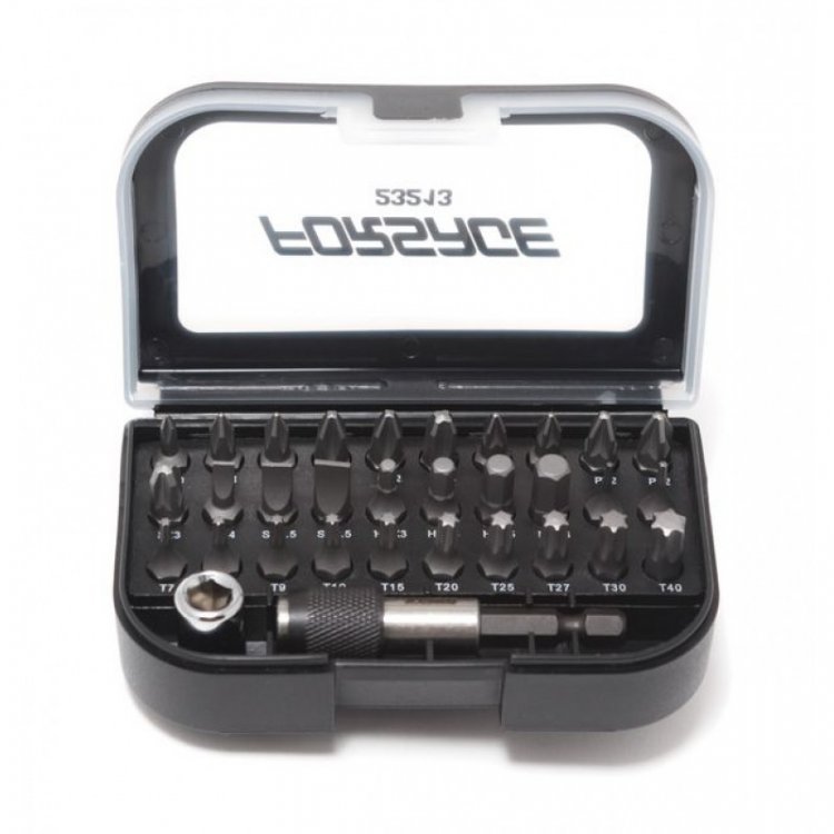 1/4" набор бит с битодержателем и адаптером 1/4"Hex(F)-1/4"Sq(F) 32пр.- 25ммL