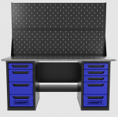 Верстак двухтумбовый 4 ящиков /5 ящиков с двумя экранами 1800*700 синий GAROPT, GT1800Y4Y5PP2.blue