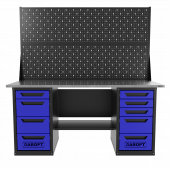 Верстак двухтумбовый 4 ящиков /5 ящиков с двумя экранами 1800*700 синий GAROPT, GT1800Y4Y5PP2.blue