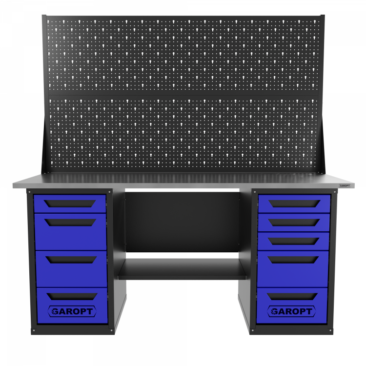 Верстак двухтумбовый 4 ящиков /5 ящиков с двумя экранами 1800*700 синий GAROPT, GT1800Y4Y5PP2.blue