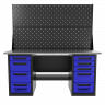 Верстак двухтумбовый 4 ящиков /5 ящиков с двумя экранами 1800*700 синий GAROPT, GT1800Y4Y5PP2.blue