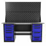 Верстак двухтумбовый 4 ящиков /5 ящиков с двумя экранами 1800*700 синий GAROPT, GT1800Y4Y5PP2.blue