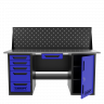 Верстак двухтумбовый дверь/5 ящиков с экраном и ящиком, синий 1800*700 Garopt, GT1800DY1Y5PP.blue