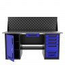 Верстак двухтумбовый дверь/5 ящиков с экраном и ящиком, синий 1800*700 Garopt, GT1800DY1Y5PP.blue