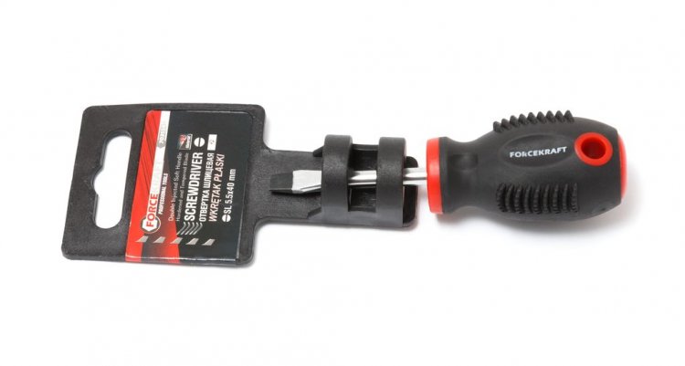 Отвертка шлицевая магнитная "Profi" S2 5.5х40мм, на пластиковом держателе