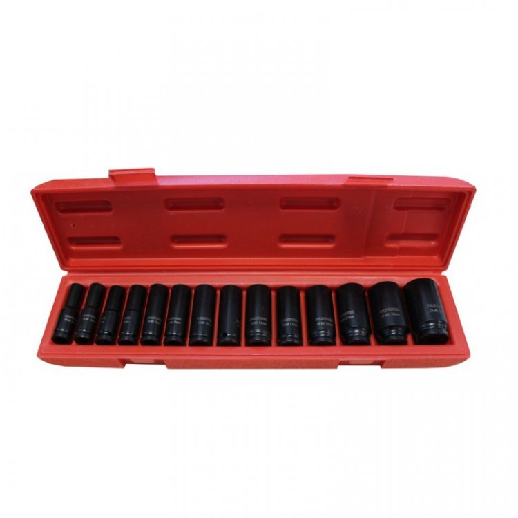Набор головок ударных глубоких 14 пр., 1/2" ( 11-15, 17-19, 21, 22, 24, 27, 30, 32мм), в кейсе
