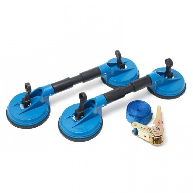 Набор съемников стекол 60кг. 3пр. (стеклодомкрат двухзажимной плавающий - 2шт, стяжка груза с трещоткой)