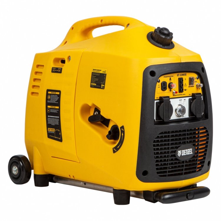 Генератор инверторный GT-3200iSE, 3,2 кВт, 230 В, бак 6 л, закрытый корпус, электростартер// Denzel