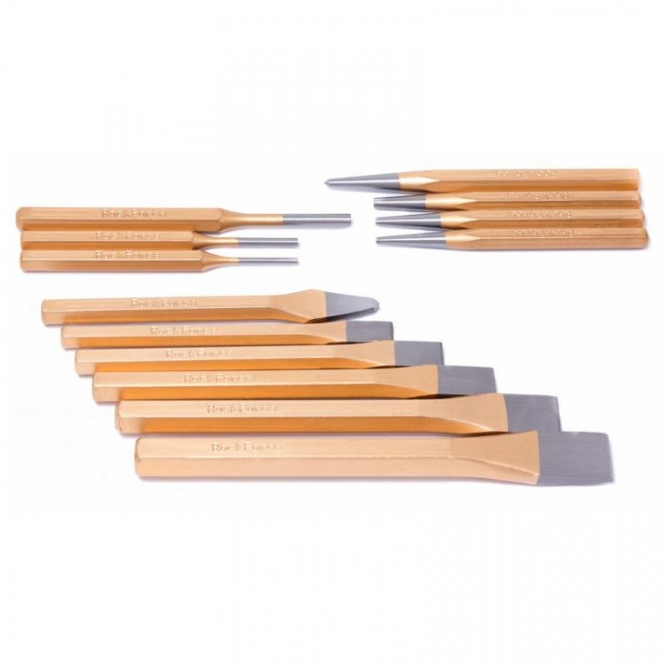 Набор зубил и выколоток, 13пр.(зубила:22х205,19х190,16х175,12.7х160, 11х145, 6х150мм;выколотки:6х150,5х125,4х125-2шт,3х125-2шт;керно:150мм)в блистере