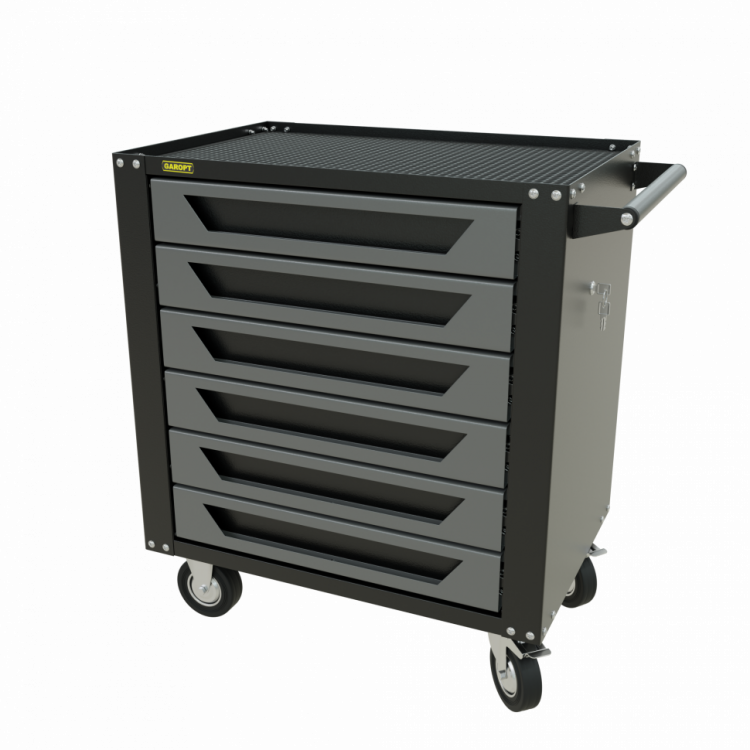 GTS6.grey Тележка инструментальная Garopt 6 ящиков СЕРАЯ, центральный замок, увеличенные колеса, доводчики,  GAROPT Серия "Standart"