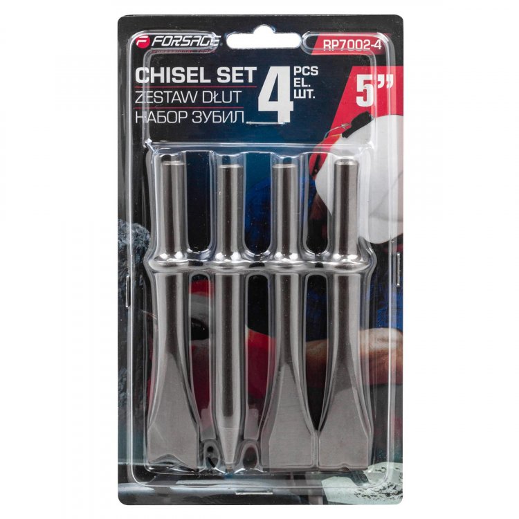 Набор зубил разнопрофильных 4пр.(круглая посадка ø10мм,L-125мм),в блистере