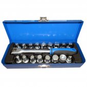 Набор для маслосливных пробок,3/8"18пр(насадка 6-гр:8,9,10,12,14,17мм насадка 4-гр:7,8,10,11,12,13,14мм,5/16",3/8" гол. 4-гр 10мм насадка 3-гр 10мм)