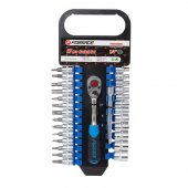 1/4" Набор головок и бит с трещоткой в пластиковом держателе 27пр. (12гр.)(4-13мм)