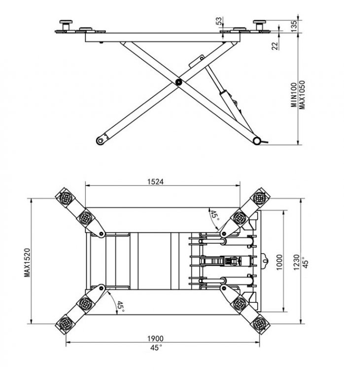 Подъемник ножничный г/п 2700 кг. мобильный