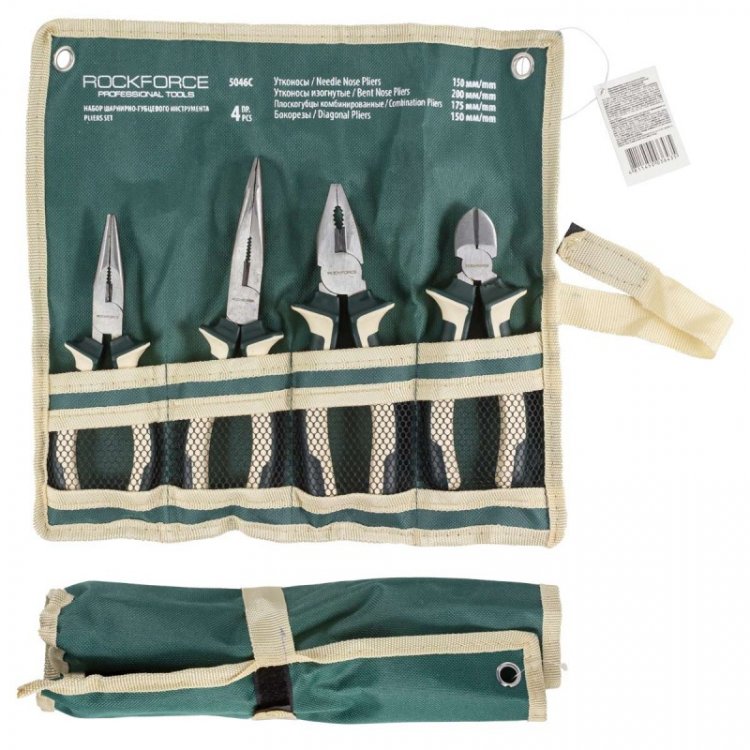 Набор шарнирно-губцевого инструмента 4пр. 7"-180мм(бокорезы, плоскогубцы, утконосы прямые/изогнутые), на полотне Набор шарнирно-губцевого инструмента 4пр. 7"-180мм(бокорезы, плоскогубцы, утконосы прямые/изогнутые), на полотне