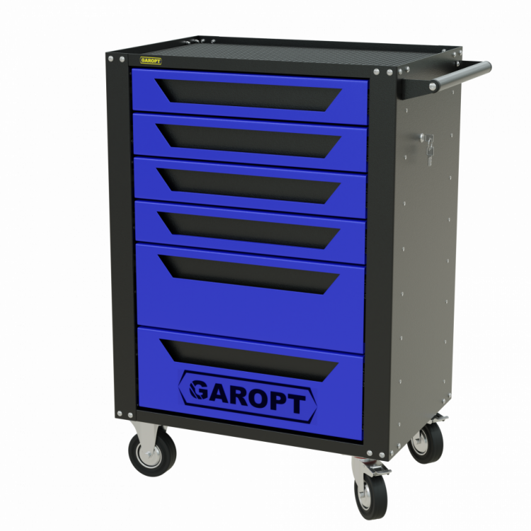 Тележка инструментальная Garopt 6 ящиков СИНЯЯ, центральный замок, увеличенные колеса, доводчики, GAROPT Серия "High", высота 1040мм Тележка инструментальная Garopt 6 ящиков СИНЯЯ, центральный замок, увеличенные колеса, доводчики, GAROPT Серия "High", высота 1040мм
