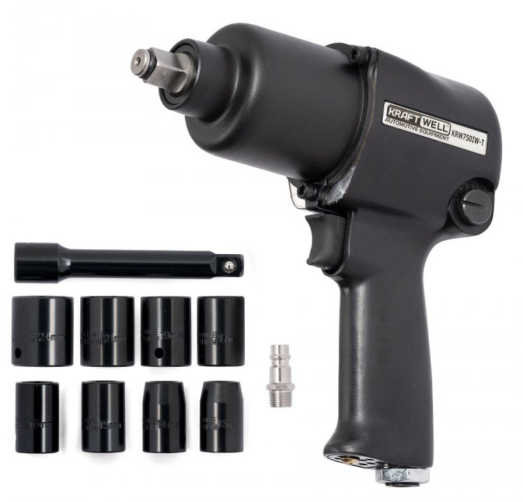 Гайковерт пневматический 1/2, 780 Нм с комплектом ударных головок Гайковерт пневматический 1/2, 780 Нм с комплектом ударных головок