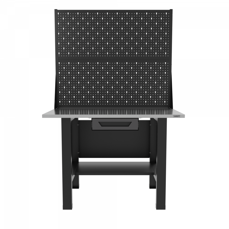 Верстак бестумбовый с ящиком и двумя экранами, серый/ Стол для слесарных работ 1200*700 GAROPT, Gt1200STY1PP2.grey