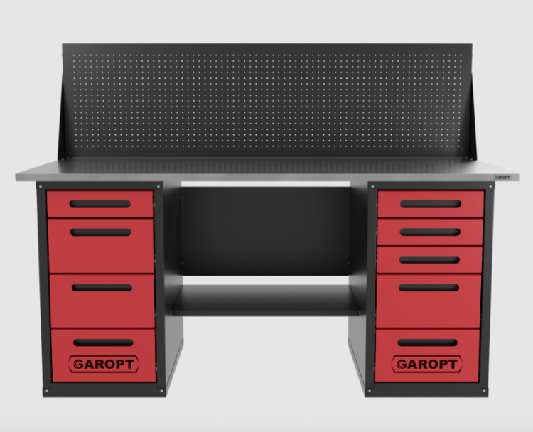 Верстак двухтумбовый 4 ящиков /5 ящиков с экраном 1800*700 красный GAROPT, GT1800Y4Y5PP.red