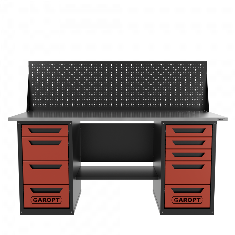 Верстак двухтумбовый 4 ящиков /5 ящиков с экраном 1800*700 красный GAROPT, GT1800Y4Y5PP.red