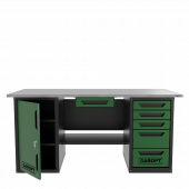 Верстак с ящиком двухтумбовый дверь/5 ящиков, зеленый 1800*700 Garopt, GT1800DY1Y5.green