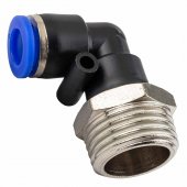 Фитинг угловой для пластиковых трубок 8мм с наружной резьбой 1/2" Фитинг угловой для пластиковых трубок 8мм с наружной резьбой 1/2"