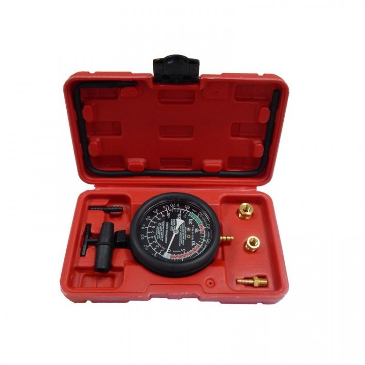 Тестер давления топлива и вакуума  в комплекте с резьбовыми адаптерами-переходниками, в кейсе
