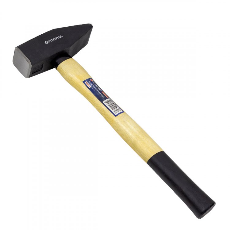 Молоток слесарный с деревянной ручкой и пластиковой защитой у основания (1500г)