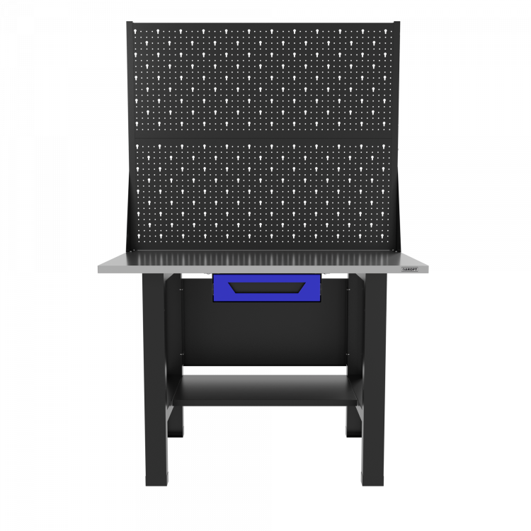 Верстак бестумбовый с ящиком и двумя экранами, синий/ Стол для слесарных работ 1200*700 GAROPT, Gt1200STY1PP2.blue