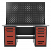 Верстак двухтумбовый 4 ящиков /5 ящиков с двумя экранами 1800*700 красный GAROPT, GT1800Y4Y5PP2.red