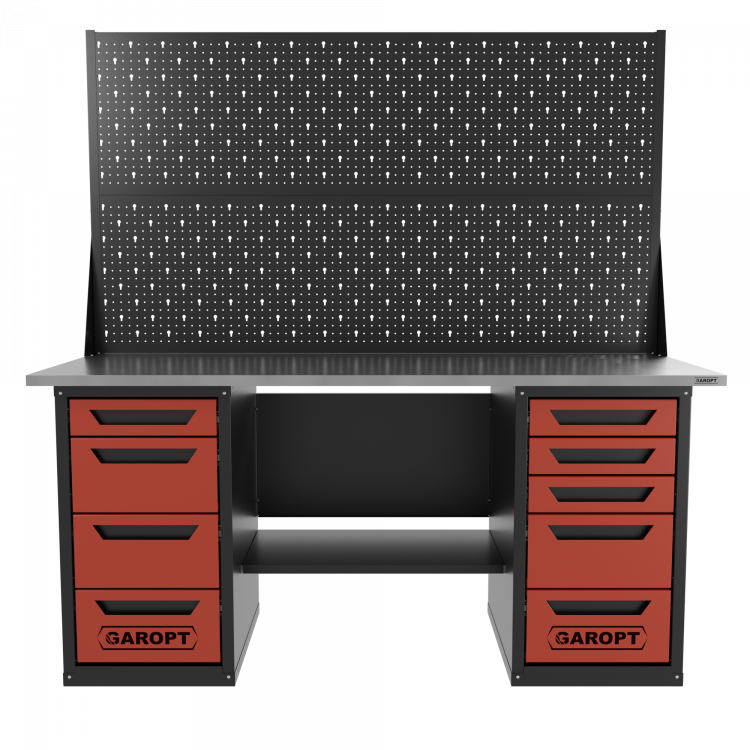 Верстак двухтумбовый 4 ящиков /5 ящиков с двумя экранами 1800*700 красный GAROPT, GT1800Y4Y5PP2.red