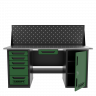 Верстак двухтумбовый дверь/5 ящиков с экраном и ящиком, зеленый 1800*700 Garopt, GT1800DY1Y5PP.green
