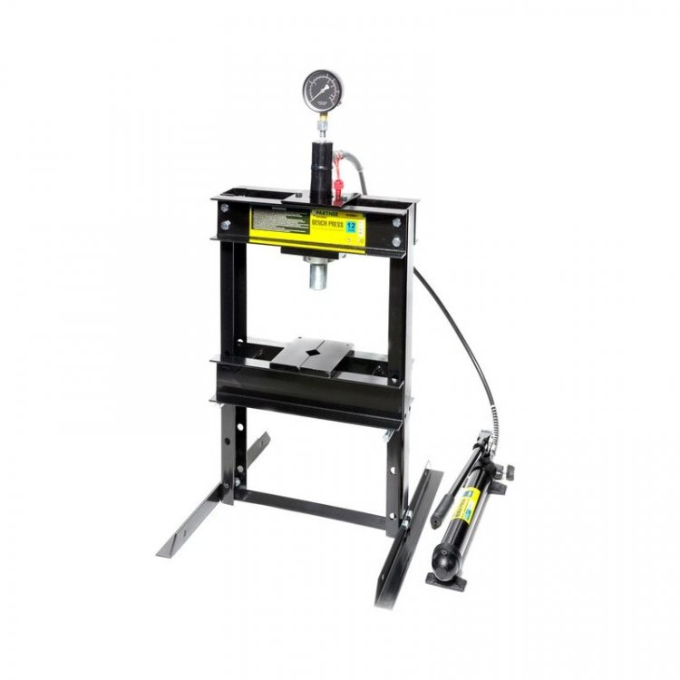 Пресс настольный гидравлический  с манометром и выносным насосом "Profi", 12т (рабочая высота: 0-390мм, рабочая ширина: 400мм, рабочий стол: 170х400мм Пресс настольный гидравлический  с манометром и выносным насосом "Profi", 12т (рабочая высота: 0-390мм, рабочая ширина: 400мм, рабочий стол: 170х400мм