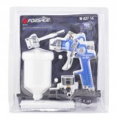 Краскораспылитель с верхним пластиковым бачком,регулятором давления и доп.-ой дюзой (600мл,1.4/1.7мм,2.0-4.0Bar,факел 180-250мм,400л/мин),в блистере