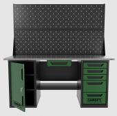 Верстак двухтумбовый дверь/5 ящиков с двумя экранами и ящиком, зеленый 1800*700 Garopt, GT1800DY1Y5PP2.green Верстак двухтумбовый дверь/5 ящиков с двумя экранами и ящиком, зеленый 1800*700 Garopt, GT1800DY1Y5PP2.green