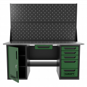 Верстак двухтумбовый дверь/5 ящиков с двумя экранами и ящиком, зеленый 1800*700 Garopt, GT1800DY1Y5PP2.green