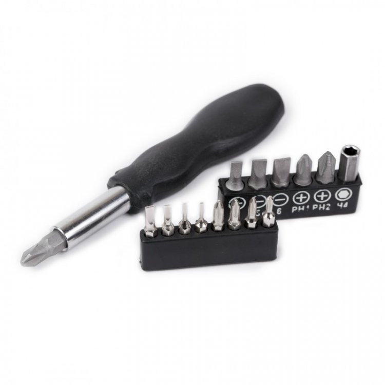 Отвертка-битодержатель с комплектом бит, 15пр.(L-110мм; PH:000,00,0,1,2,4; SL:1,1.5,2.5,3,4,5,6мм),в блистере Отвертка-битодержатель с комплектом бит, 15пр.(L-110мм; PH:000,00,0,1,2,4; SL:1,1.5,2.5,3,4,5,6мм),в блистере