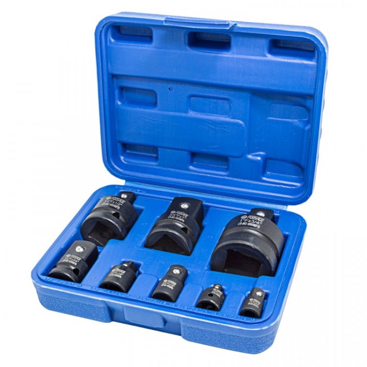 Набор адаптеров ударных,8пр(1/4(F)x3/8"(M),3/8(F)x1/4"(M),3/8(F)x1/2"(M),1/2(F)x3/8"(M),1/2(F)x3/4"(M),3/4(F)x1/2"(M),3/4(F)x1"(M),1(F)x3/4"(M)в кейсе