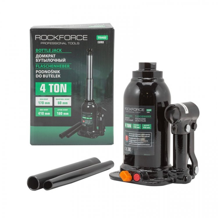 Домкрат бутылочный двухштоковый  4т с клапаном (высота подхвата - 170мм, высота подъема - 410мм, ход штока - 170мм) Домкрат бутылочный двухштоковый  4т с клапаном (высота подхвата - 170мм, высота подъема - 410мм, ход штока - 170мм)