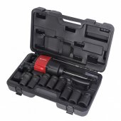 Пневмогайковерт 3390Нм с длинным валом  и комплектом ударных головок (27-41мм) 1"  9пр. (потребление 282л/мин) в кейсе