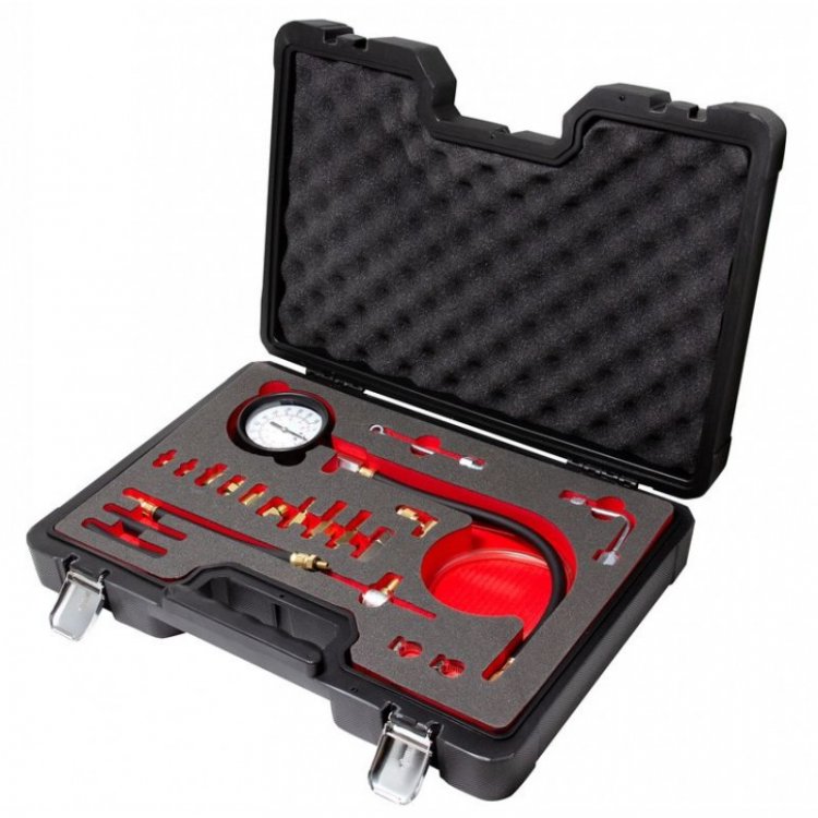 Тестер давления топлива 0-140 psi,0-10 bar,в кейсе"Premium"