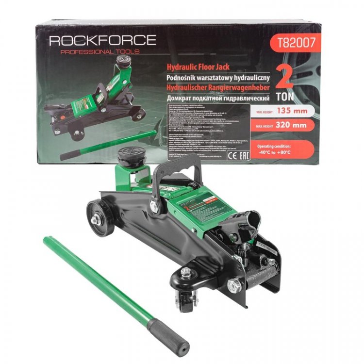 Домкрат подкатной гидравлический 2 т (h min 135мм, h max 320мм) Домкрат подкатной гидравлический 2 т (h min 135мм, h max 320мм)