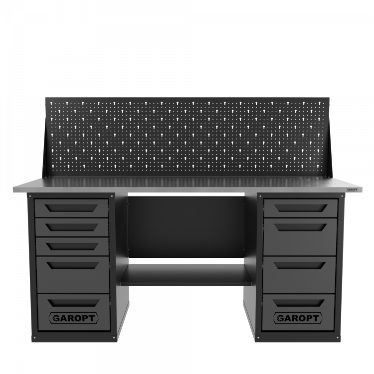 Верстак двухтумбовый 4 ящиков /5 ящиков с экраном 1800*700 серый GAROPT, GT1800Y4Y5PP.grey