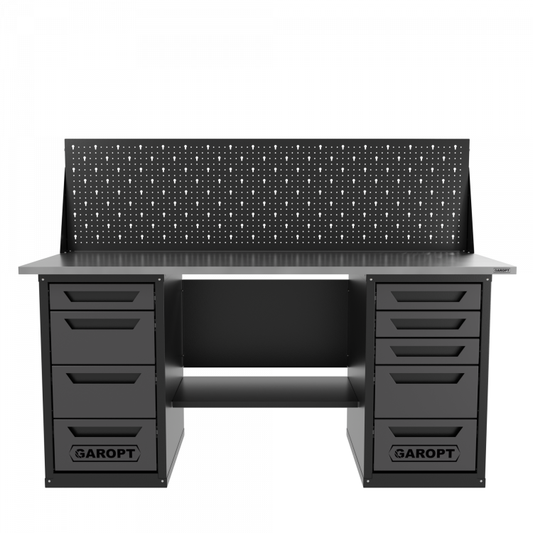 Верстак двухтумбовый 4 ящиков /5 ящиков с экраном 1800*700 серый GAROPT, GT1800Y4Y5PP.grey