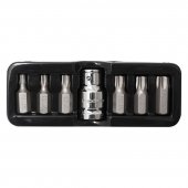 Набор бит TORX с отверстием и битодержателем,7пр.1/2"(L:30мм;Т25,Т30,Т40,Т45,Т50,Т55), в ложементе