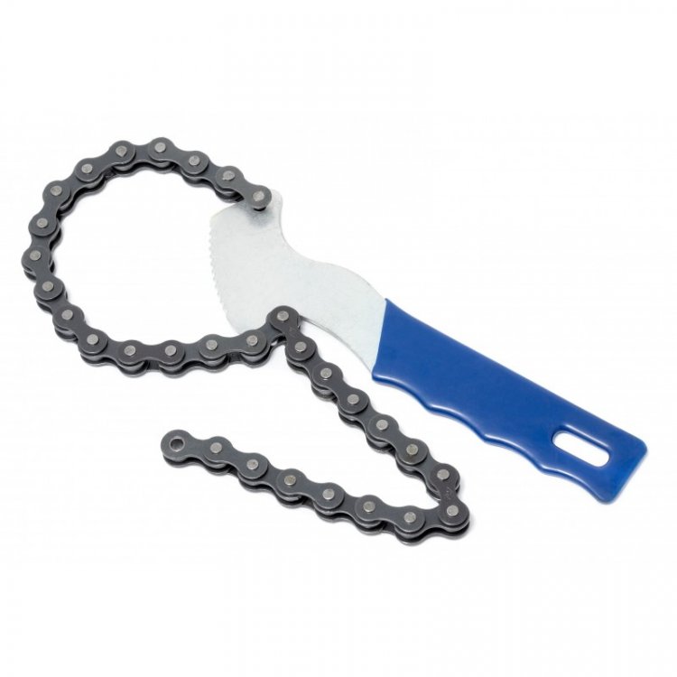 Съемник масляного фильтра цепной с усиленной рукояткой (дина цепи 390мм), в блистере Съемник масляного фильтра цепной с усиленной рукояткой (дина цепи 390мм), в блистере