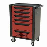 Тележка инструментальная Garopt 6 ящиков КРАСНАЯ, центральный замок, увеличенные колеса, доводчики, GAROPT Серия "High", высота 1040мм